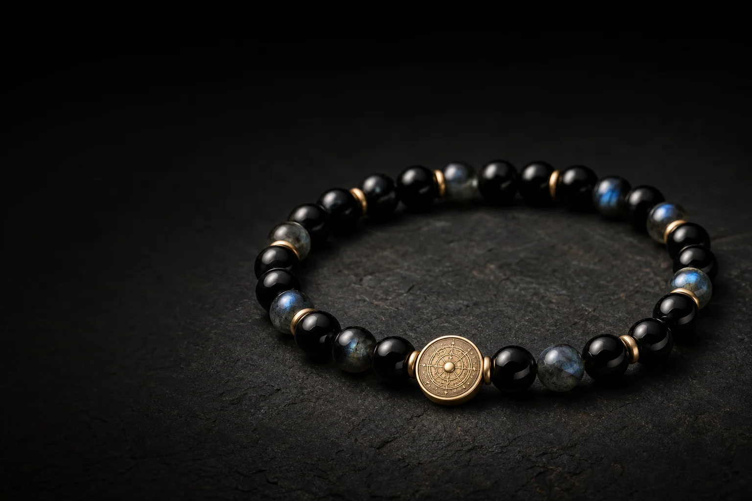Bracelet Signature en pierres naturelles et détails dorés